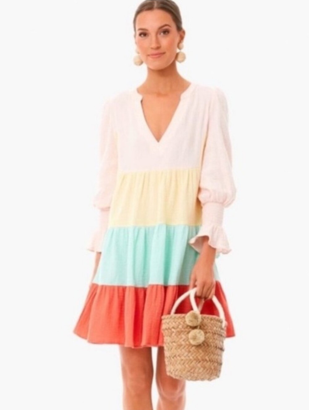 Tuckernuck Pomander Place Gauzy Colorblock Kenzo Long Sleeve Mini Dress Sz Small